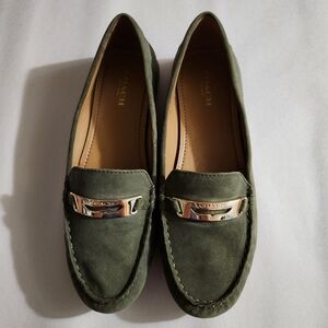 Coach Olympia Suede Moss Green Loafer Shoes 7.5